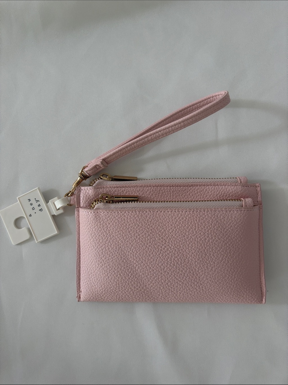 Pink Double-Zip Wristlet Clutch